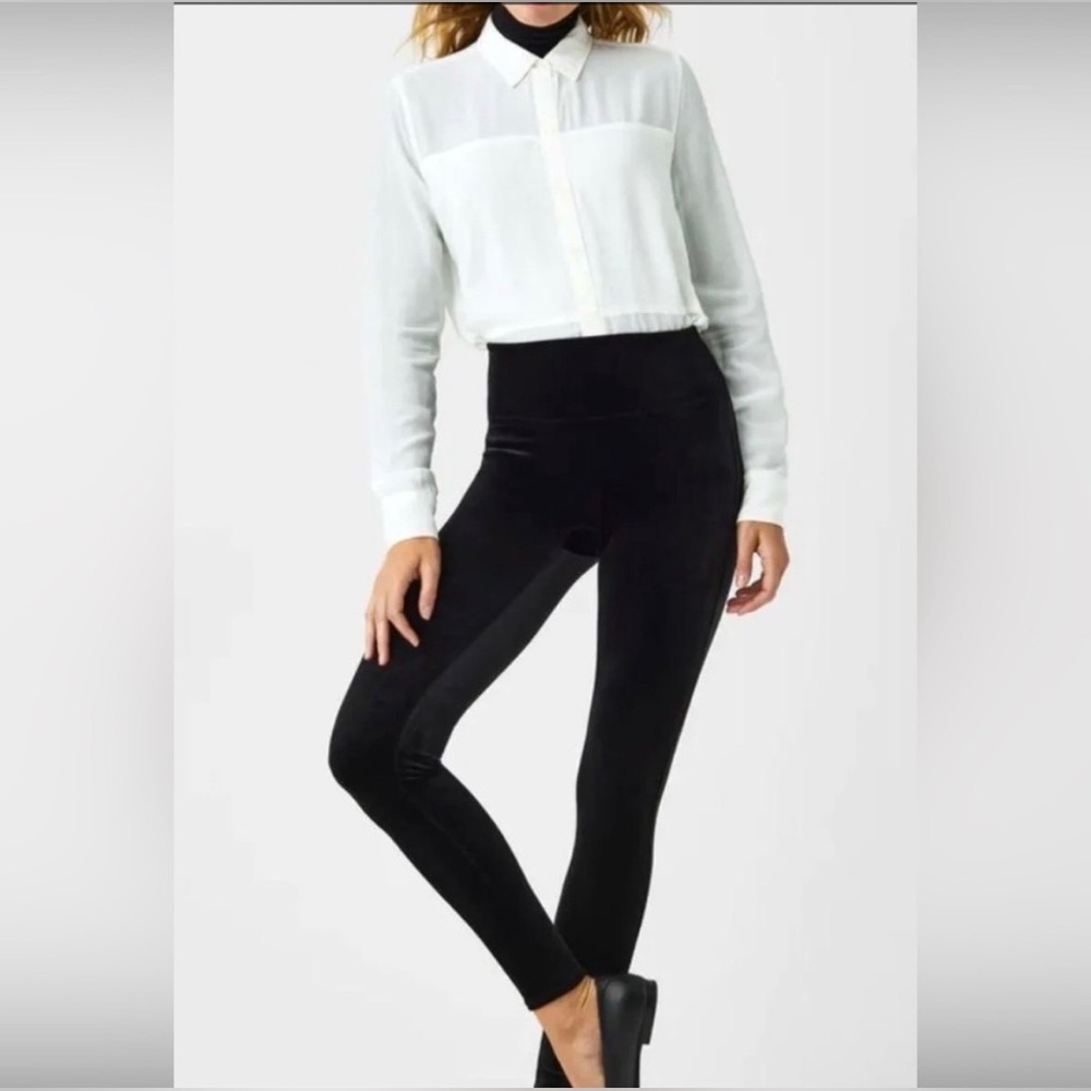 SPANX Black Velvet High-Rise Leggings Size: S